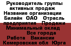 Руководитель группы активных продаж › Название организации ­ Билайн, ОАО › Отрасль предприятия ­ Продажи › Минимальный оклад ­ 30 000 - Все города Работа » Вакансии   . Кемеровская обл.,Юрга г.